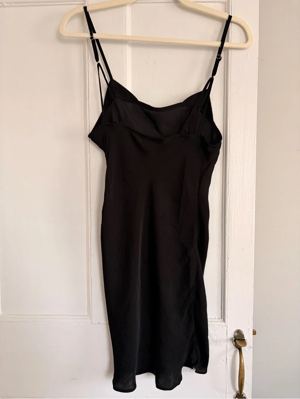 FREE PEOPLE Black Ruched Slip Dress